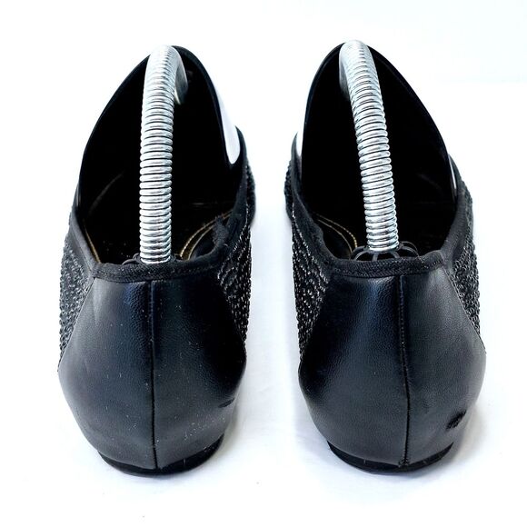 Jennifer Lopez Black Crystal Semi Sheer Pointy Toe Shoes Dress Flats Sz 9 - Picture 7 of 11